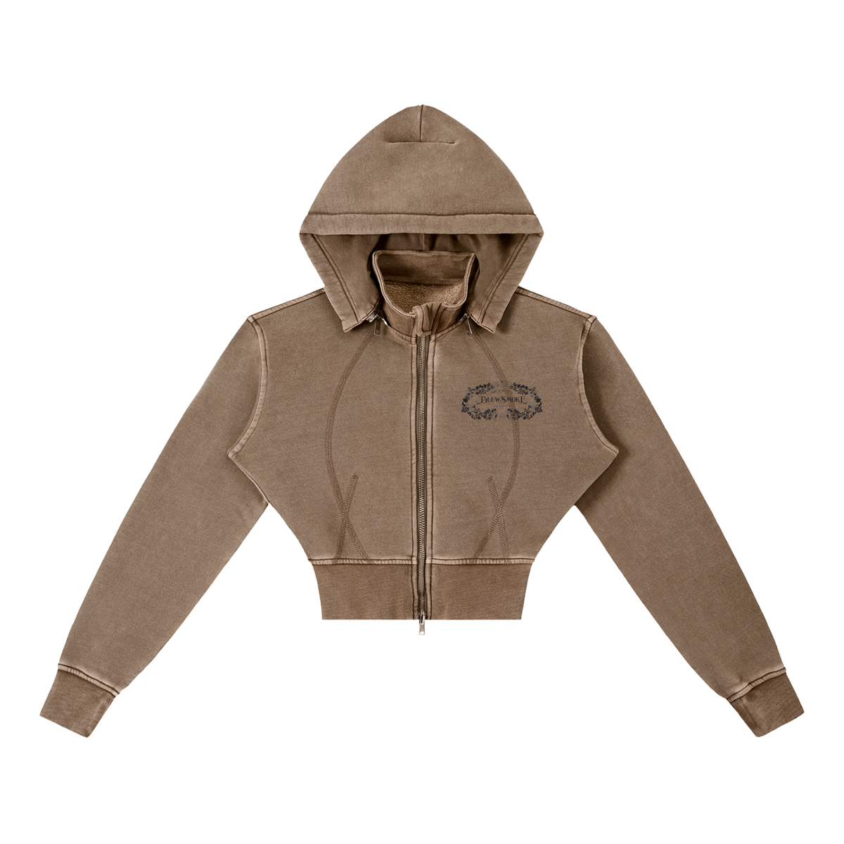 Black Logo | Vintage Washed Cropped Fleece Hoodie