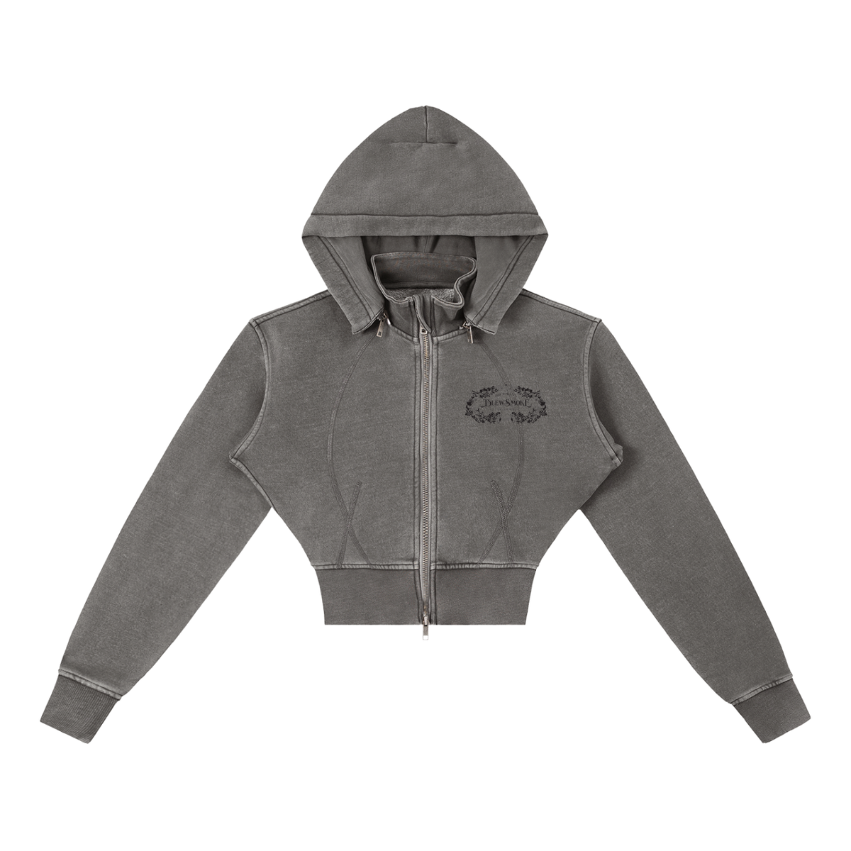 Black Logo | Vintage Washed Cropped Fleece Hoodie