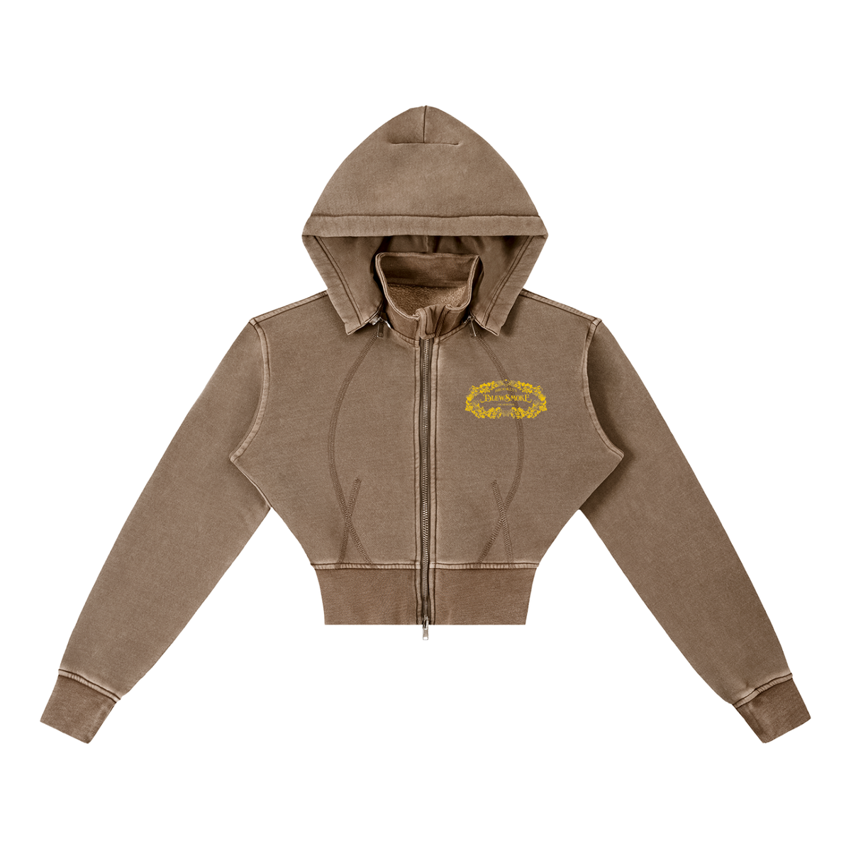 Vintage Washed Cropped Fleece Hoodie